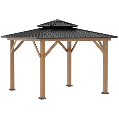Adabpreet 3.5 x 3.5m Outdoor Hardtop Gazebo Canopy Large Wooden Black