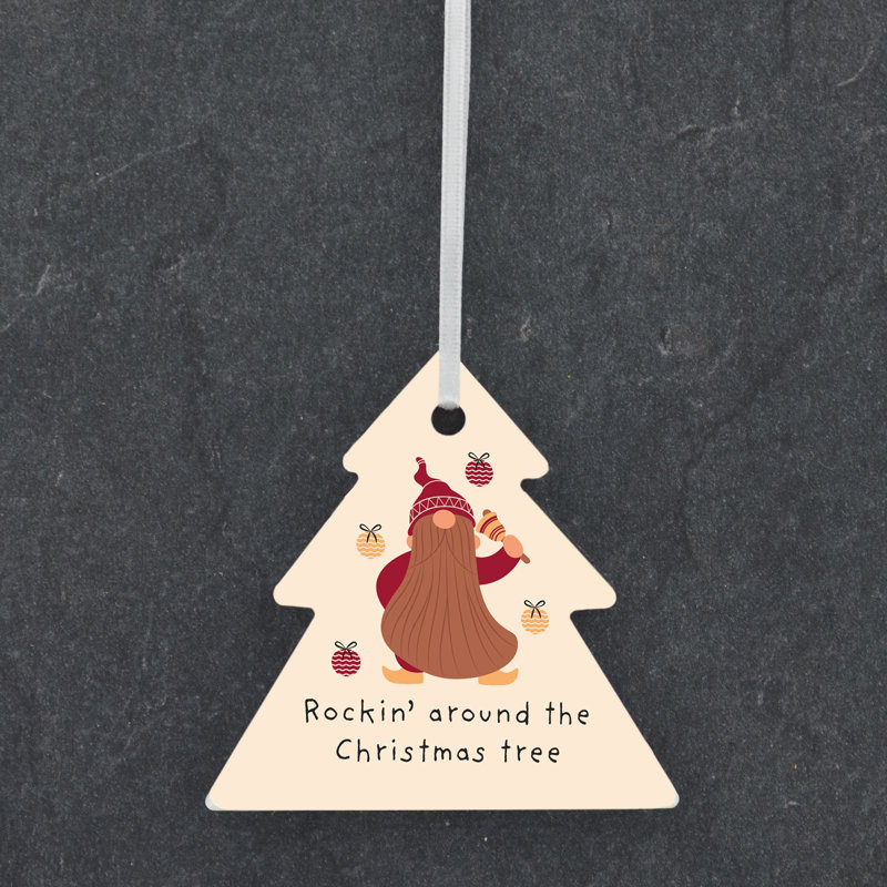 The Seasonal Aisle Rockin Christmas Tree Festive Gonk Tree Shaped Ceramic Ornament