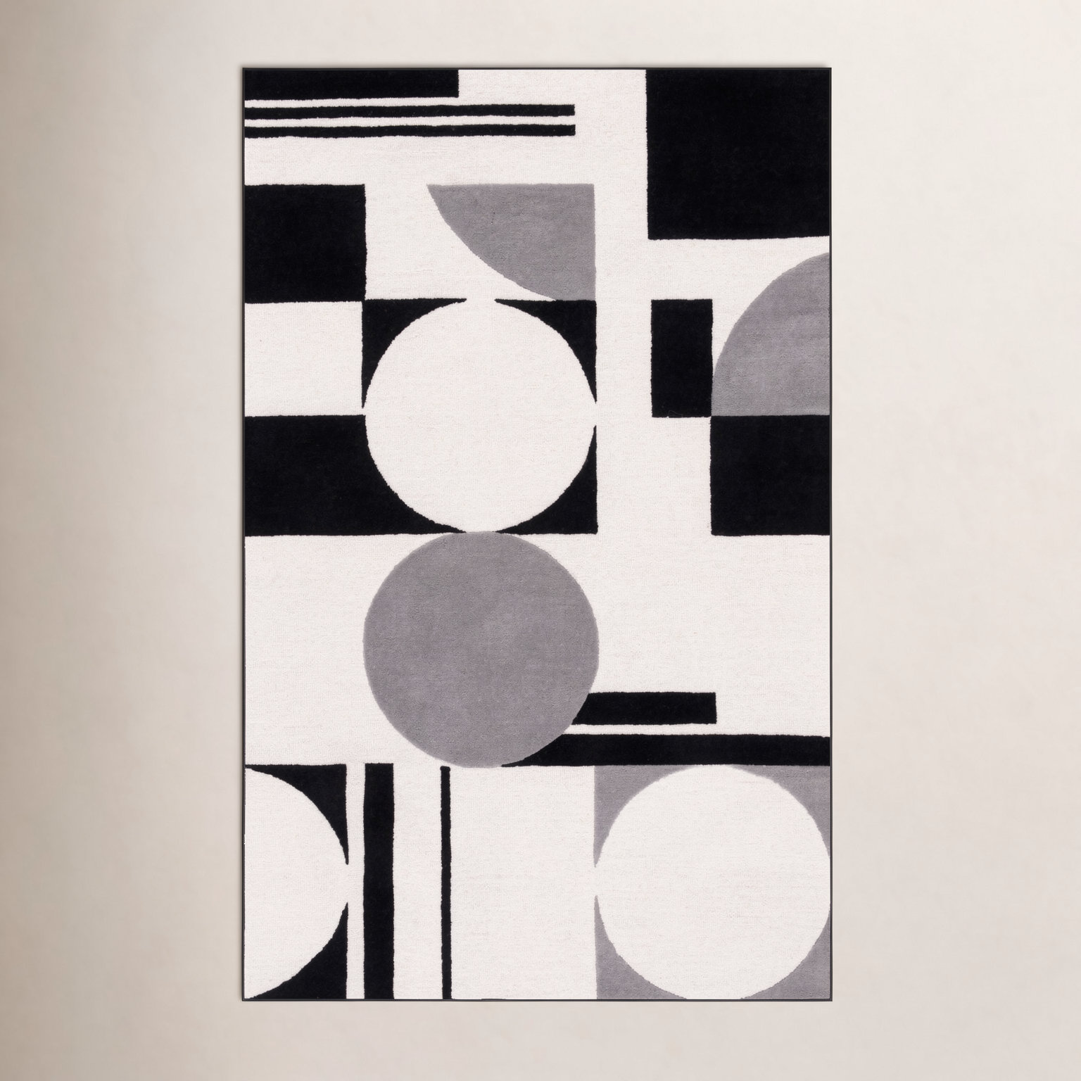 Felipe Handmade Wool Gray/Black/White Rug, Square 6'