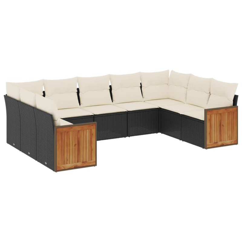 Ensemble de canapé de jardin Vidaxl noir, blanc crème