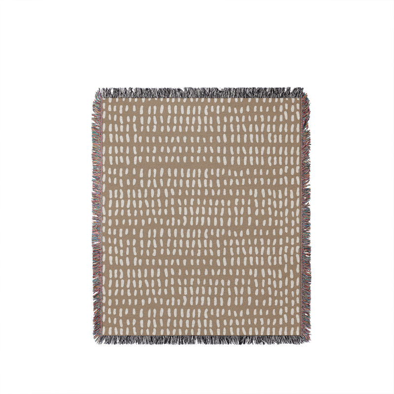 Jeté en coton à imprimé abstrait Kola, Beige, 60 x 60