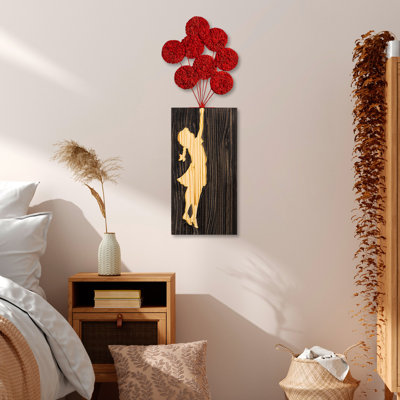 Decorative Wooden Wall Accessory, 13.4 x 39.0 inches | 100% Real Wood (Walnut, Brown & Red) | Durable Metal Frame (0.06 inches) | Unique Color Variations, Perfect for Home Décor & Stylish Wall Art