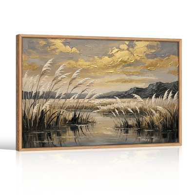 Ensemble de 1 tableau sur toile « Roseaux dorés »