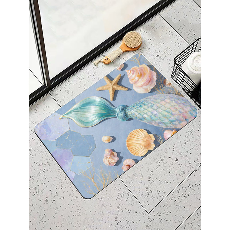 Tapis de bain Mermaid Tail and Seashell pour salle de bain, 16 x 24 po