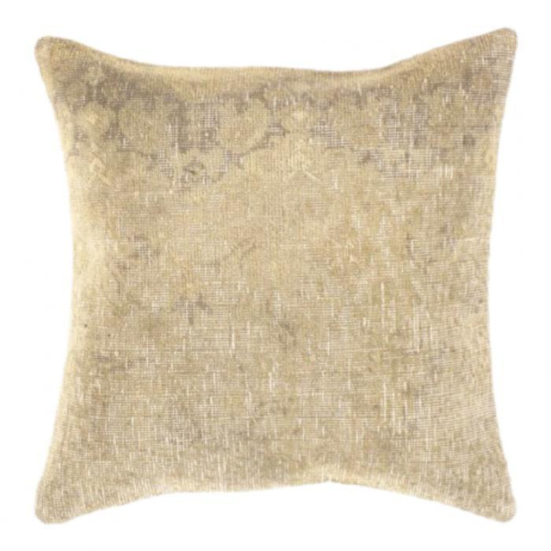 Wool Blend Throw Pillow, Beige Floral Abstract3