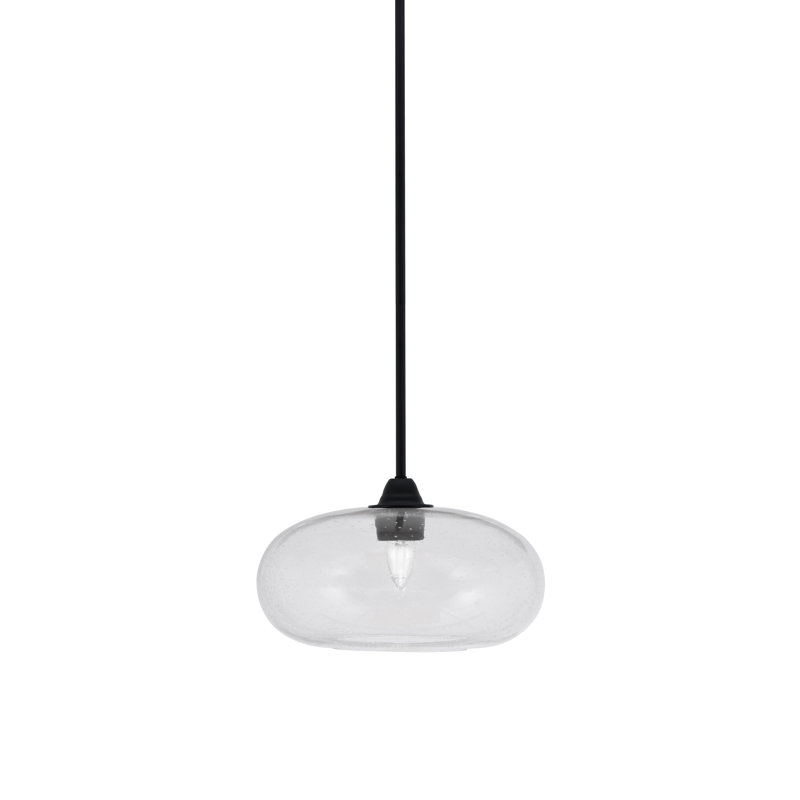 Luminaire suspendu suspendu Paramount, fini noir mat avec verre transparent de 13 po