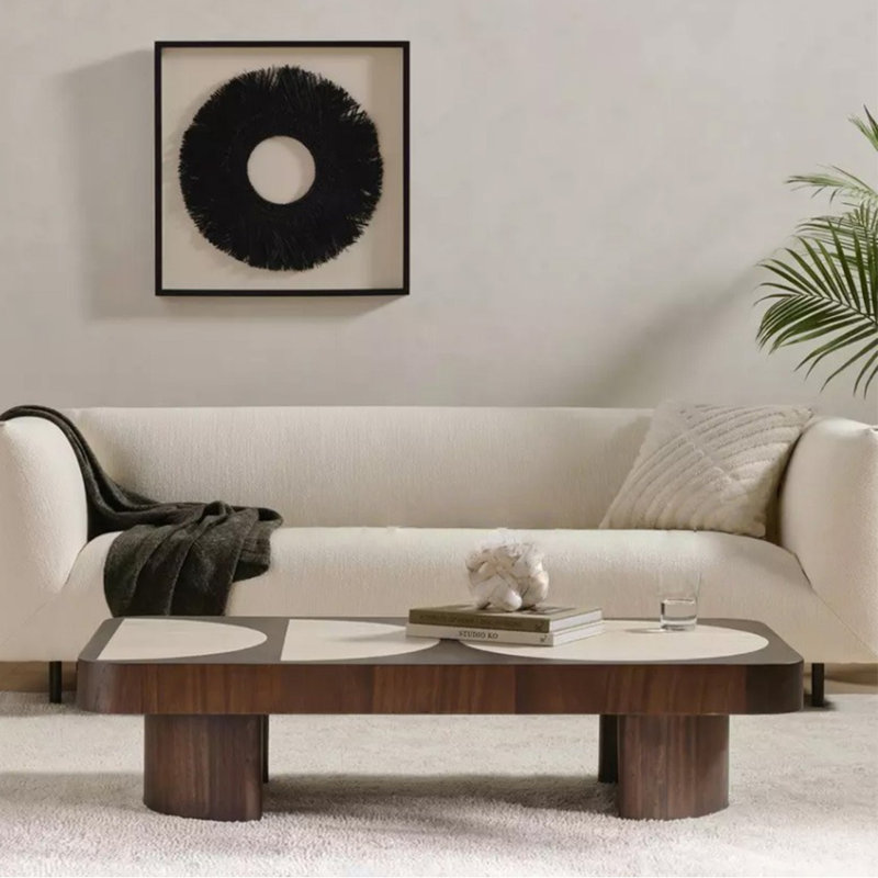 Table basse moderne en bois massif à deux tons