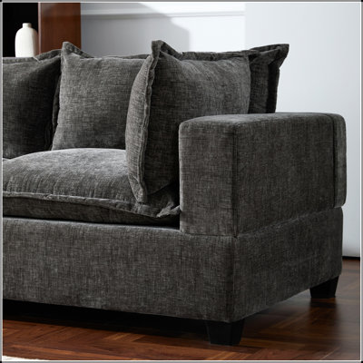 Upholstered 117.5 " Chenille U-Shaped Sectional with Ottoman