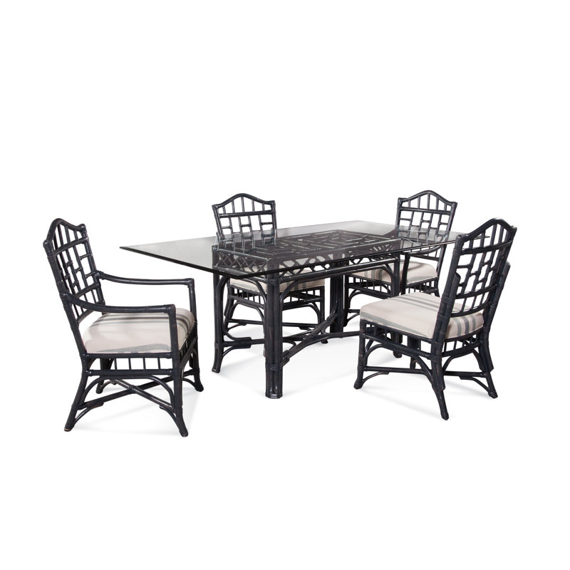 Chippendale Glass Dining Table, 42" W x 60" L, Celery