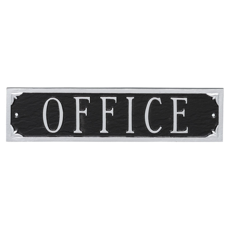 Plaque de jardin de l’état de bureau, Noir / argent