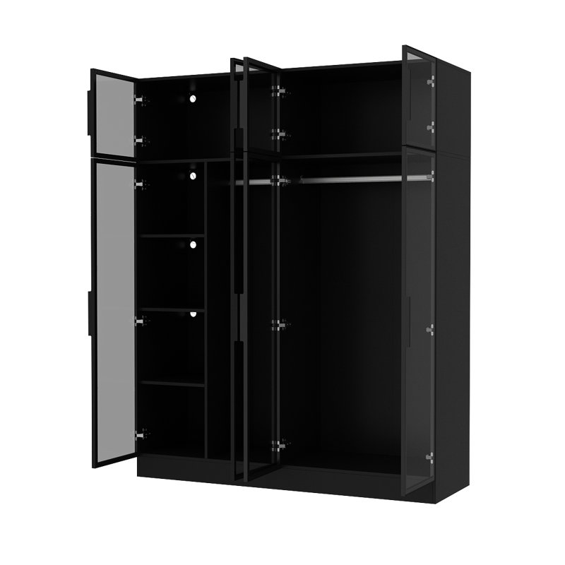 Garde-robe l 59 po avec 8 portes vitrées et DEL