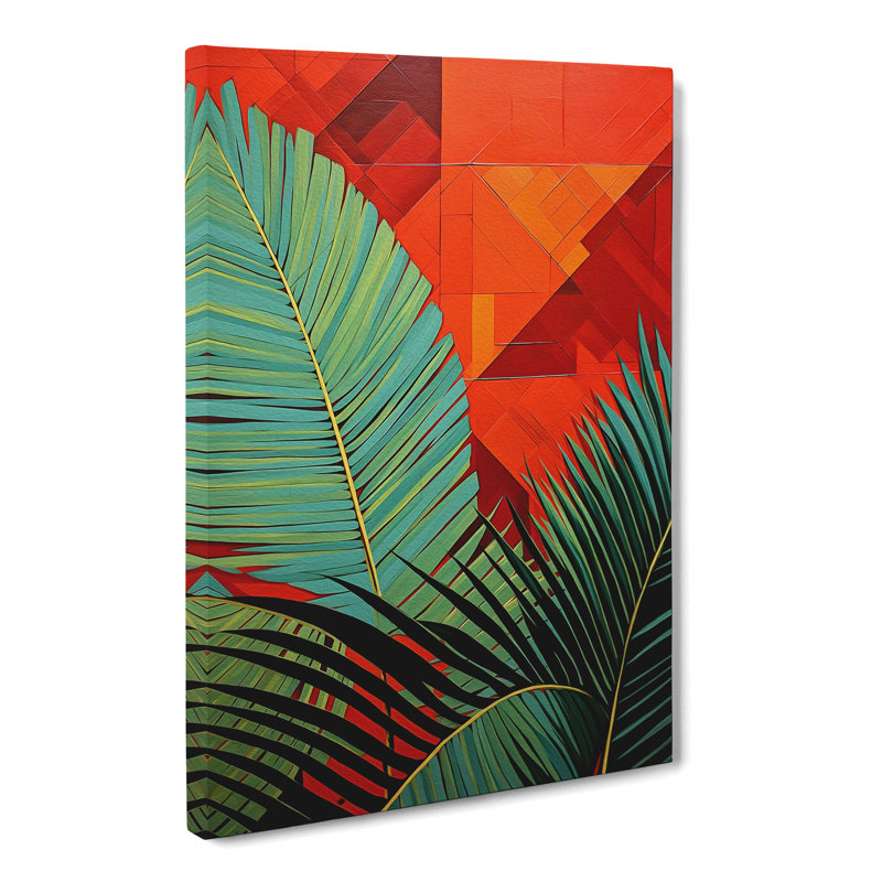Palm Leaf Constructivism No.4 - Wrapped Canvas, 76cm H x 50cm W x 3cm D