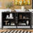 Cortisha Large Storage Cabinet Sideboard with 4 Metal Handles 4 Adjustable Shelves and 4 Doors High Quality Wood Grain Design Easy to Assemble Perfect for Home Organization and Maximizing Storage Space-1228501919