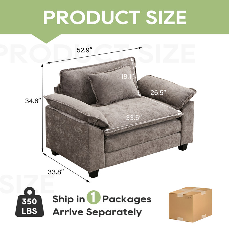 Fauteuil 53 "Comfy Cloud Couch, Chenille gris pâle