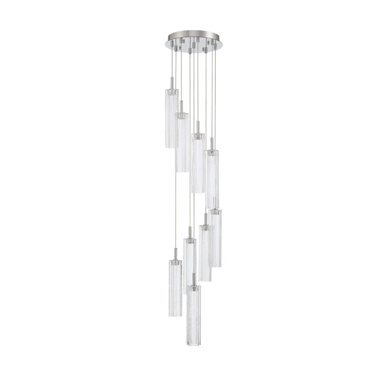 Luminaire suspendu DEL 12 po Delaney, H 196,5 po x l 36 po x P 36 po, Clair, Chrome poli