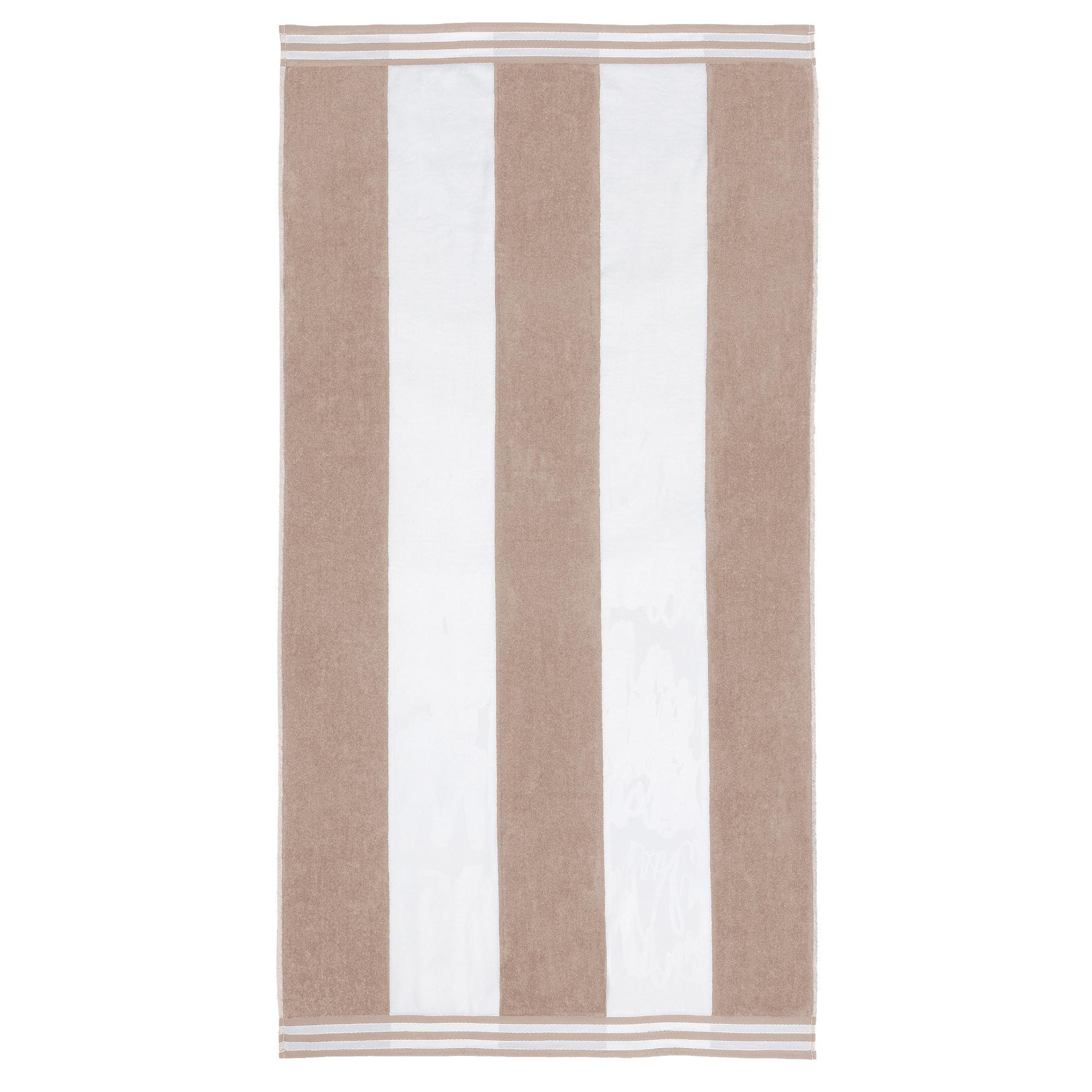 Calheta Cotton Oversized Cabana Stripe Beach Towels, Taupe, 1