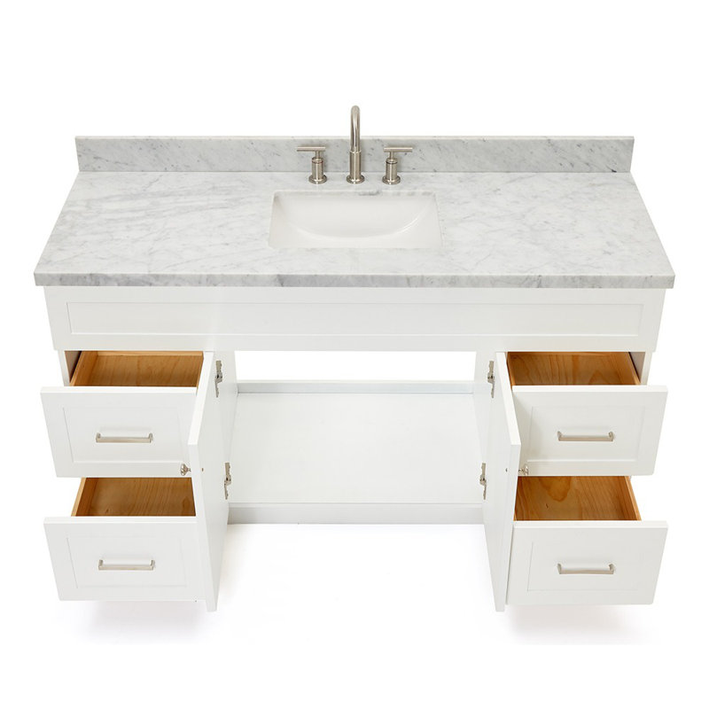 Hamlet 61'' Single Bathroom Vanity with Carrara Marble Top, White