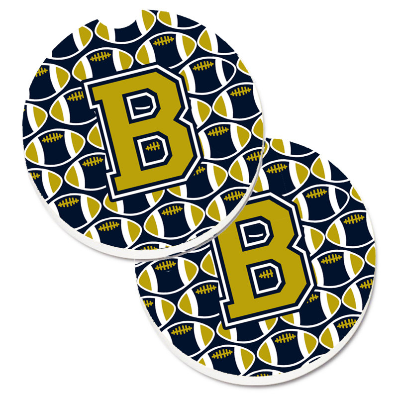 Sous-verre de football, B, Or / Bleu