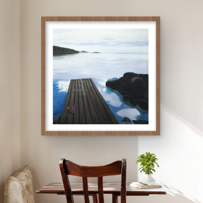 Evening on the dock - Classic Blue Bathroom Framed Print
