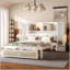 Lit simple en bois avec deux casiers de rangement-1245694504