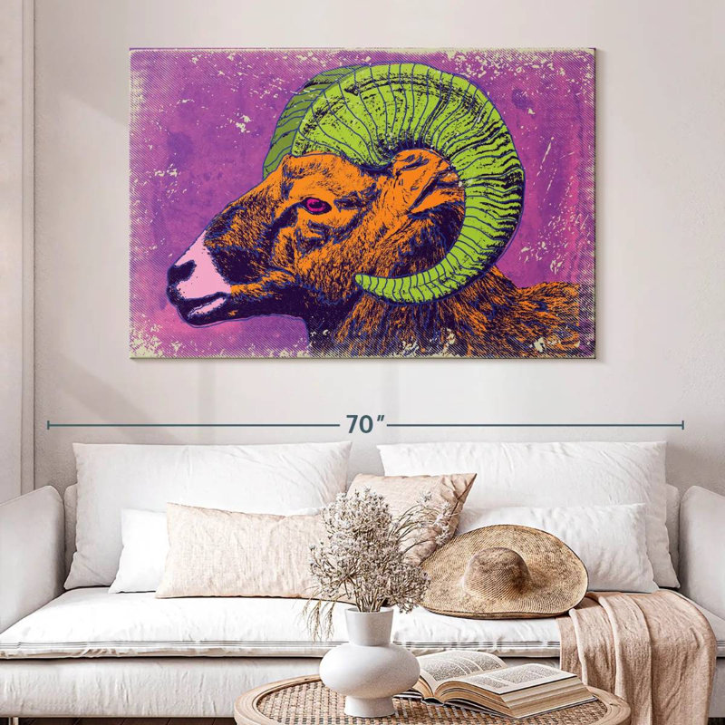 Brampt Retro Bighorn Sheep, 34" H x 51" W