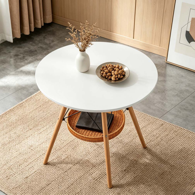 Table de salle à manger en MDF de 31,5 pouces, Blanc / bois