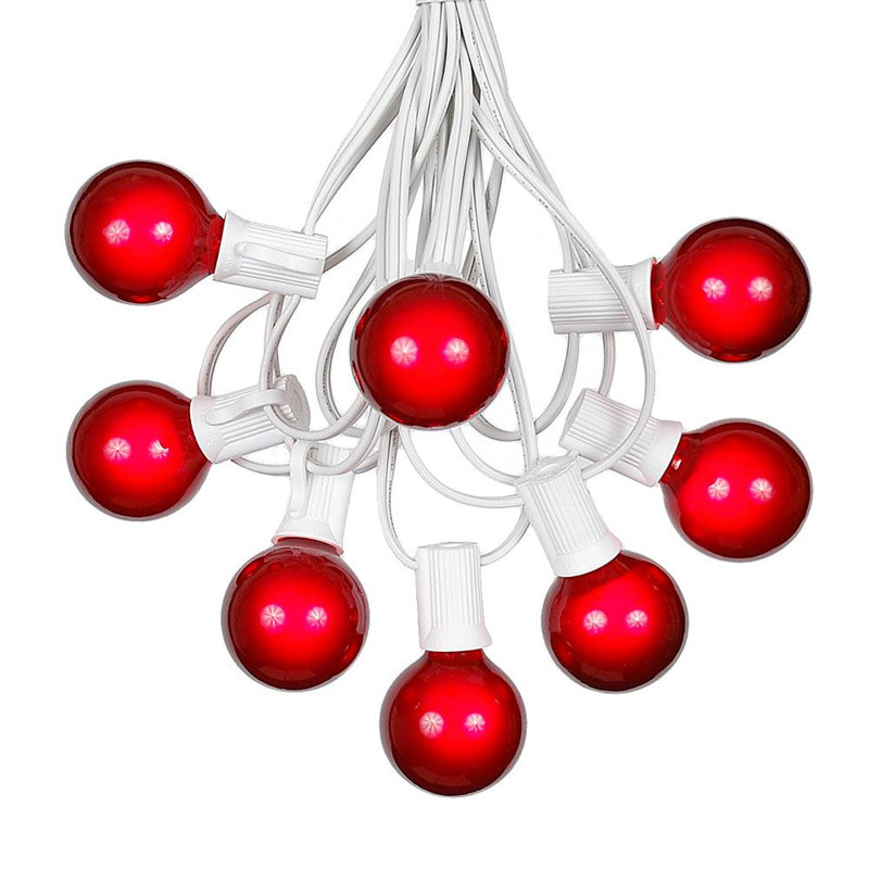 25-Foot Red Globe Outdoor Patio String Lights with Green Wire