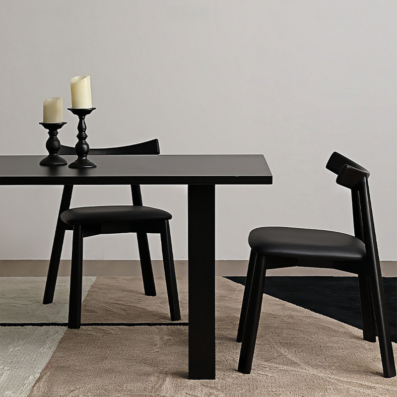 Minimalist Dining Table with Rock Slab Surface, 29.5"H x 86.6"L x 39.4"W