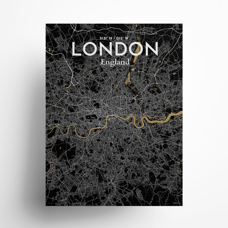 London City Map In Luxe - No Frame Print, 24cm H x 18cm W x 0.05cm D