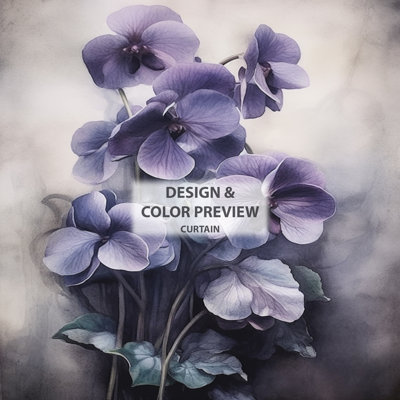 Rideau mauve à motif floral violet et violet - Violets Dream II