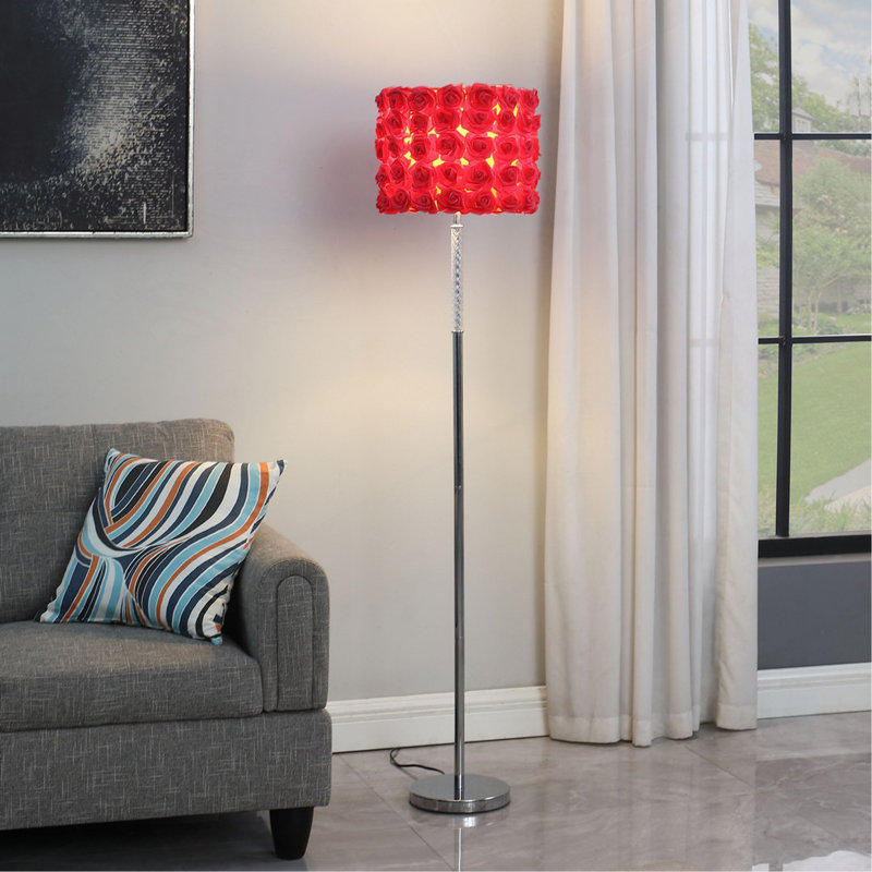 Lampe sur pied en acrylique / métal 63 po In Bloom, Rouge
