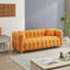 Canapé-lit moderne en molleton orange 80 po avec deux coussins décoratifs
