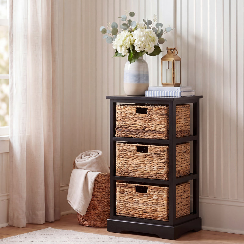 Painswick Solid Wood 3 - Drawer End Table, Distressed Black