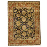 Hand Knotted Wool Oriental Area Rug in Black And Red