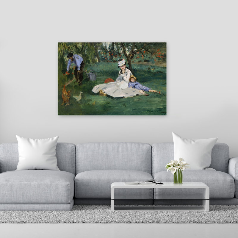 The Monet Family In Their Garden At Argenteuil, 1874 Abstract Contemporary Landscape Portrait Wall Art Print