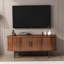 Console de télévision moderne avec compartiment de rangement et porte coulissante, centre de divertissement idéal pour le salon, la chambre à coucher et le bureau-1928628102