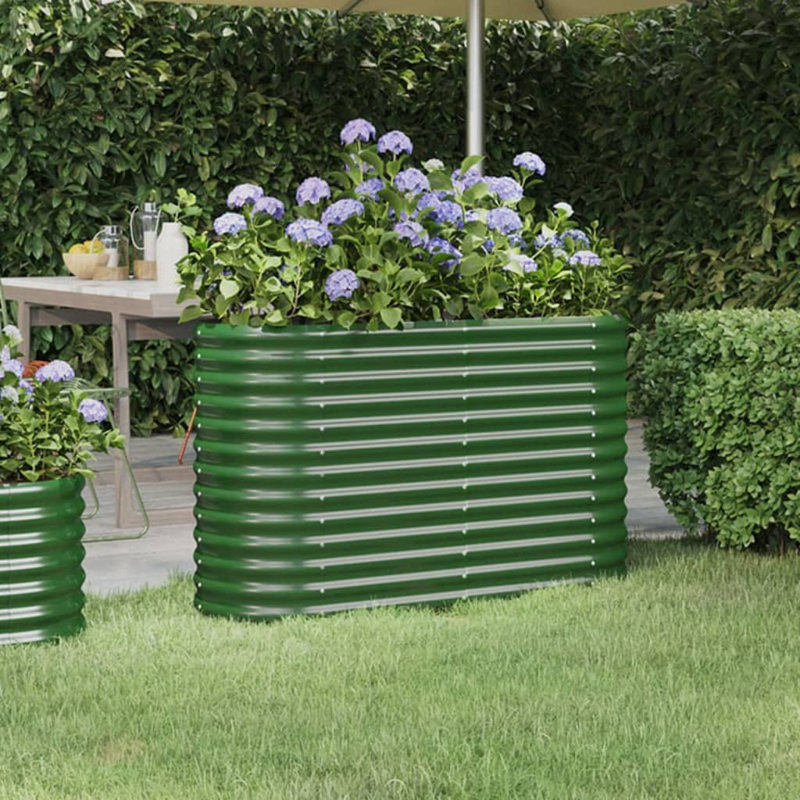 Garden Raised Bed Powder-coated Steel, 68 cm x 114 cm x 40 cm, Green