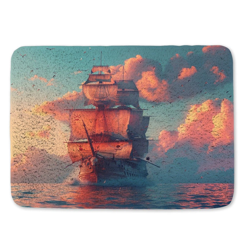 Tapis de bain voilier décor marin pour salle de bain Calm Ocean