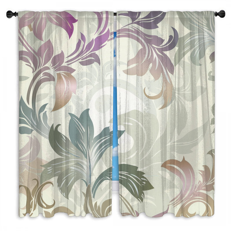 Motif de rideaux de fenêtre à motif floral transparent et obscurcissant - 2 panneaux, 20 po x 50 po - 2 panneaux, Transparent