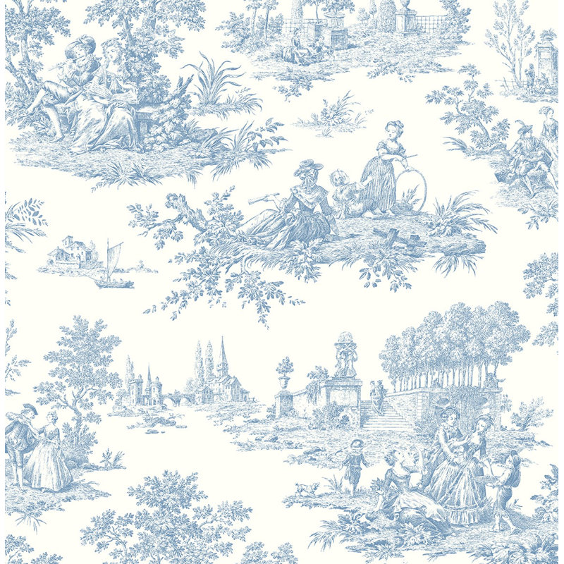 Spurling Peel & Stick Toile Roll, Blue
