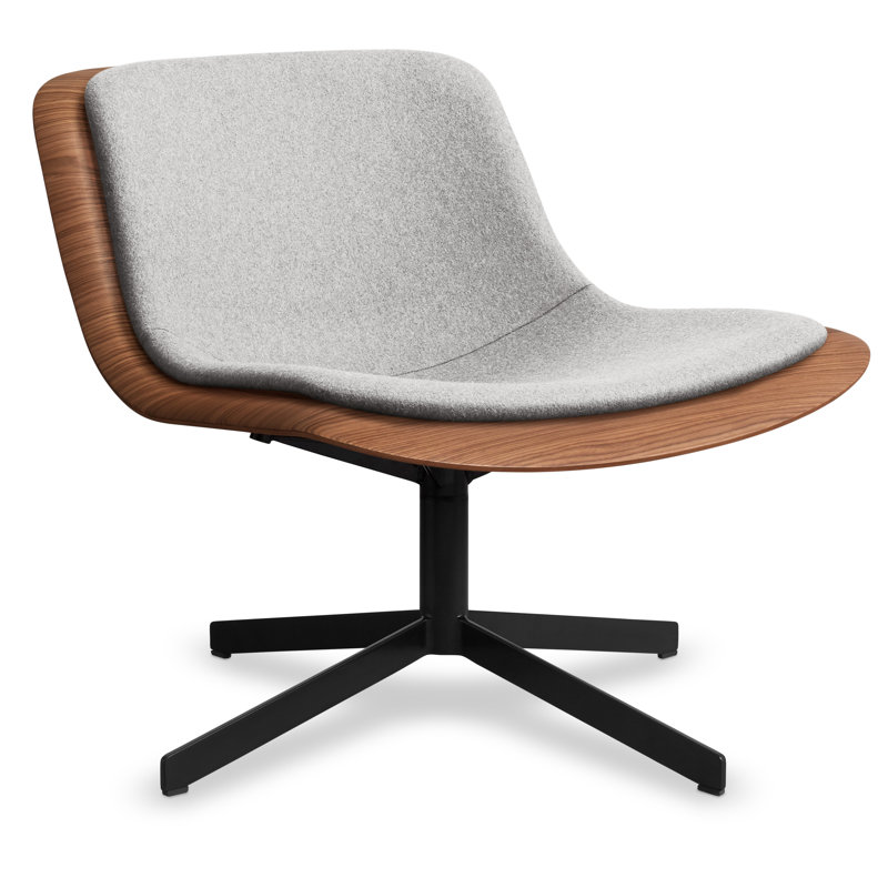 Nonesuch Swivel Lounge Chair, Light Gray, Walnut