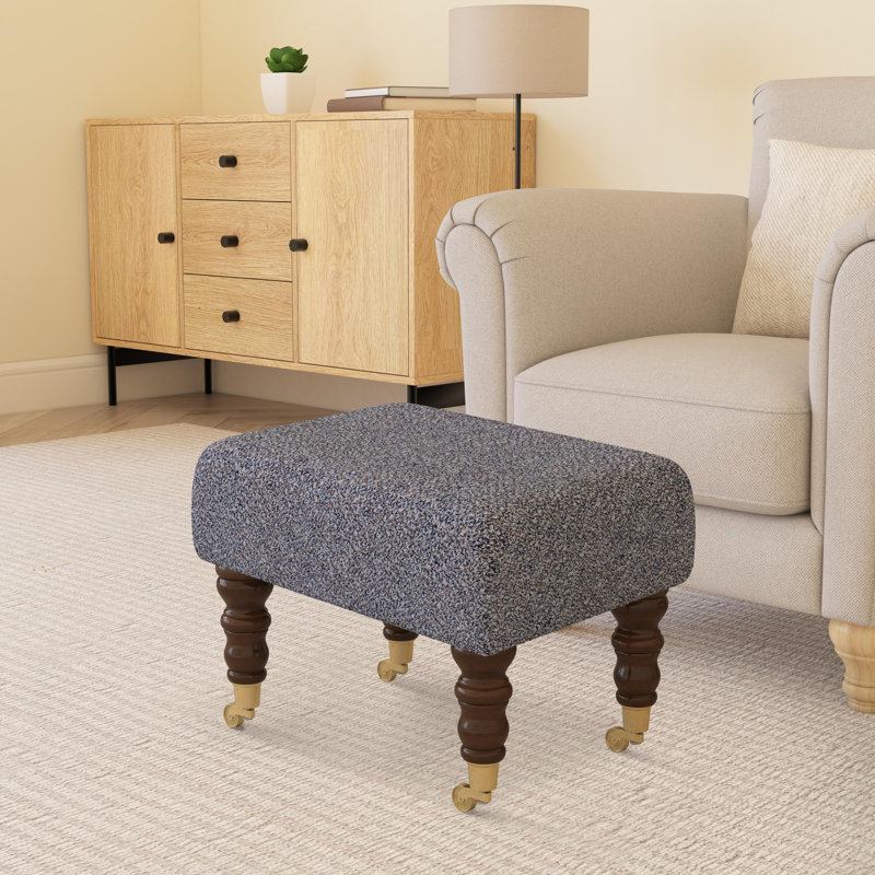 Autryville Wood Caster Leg - Fabric, Mahogany, Boucle, Sapphire