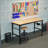 Adjustable Height Workbench, 60" Rubber Wood Top Heavy duty Workstation with Power Outlets, 2000 LBS Load Capacity Hardwood Worktable for Workshop, Garage, Office, Home