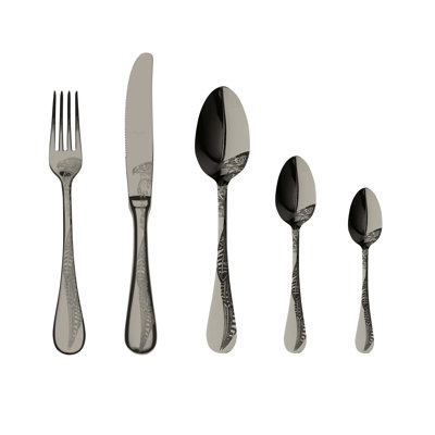 Caccia Flatware Set with Moka Spoons - 30 Pieces - Black Gold