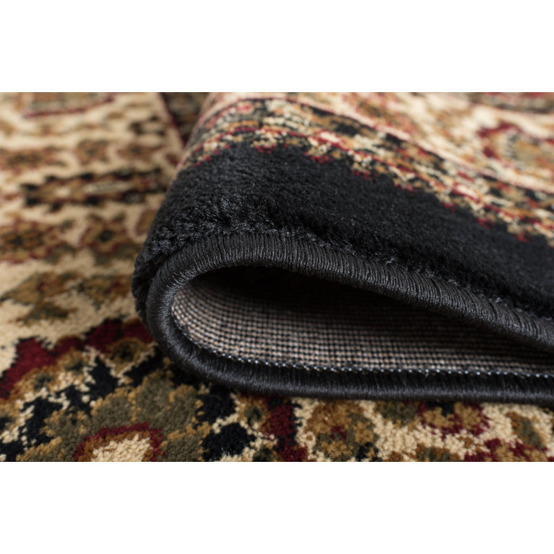Tapis beige / noir Clarence, Rond 5 pi 3 po