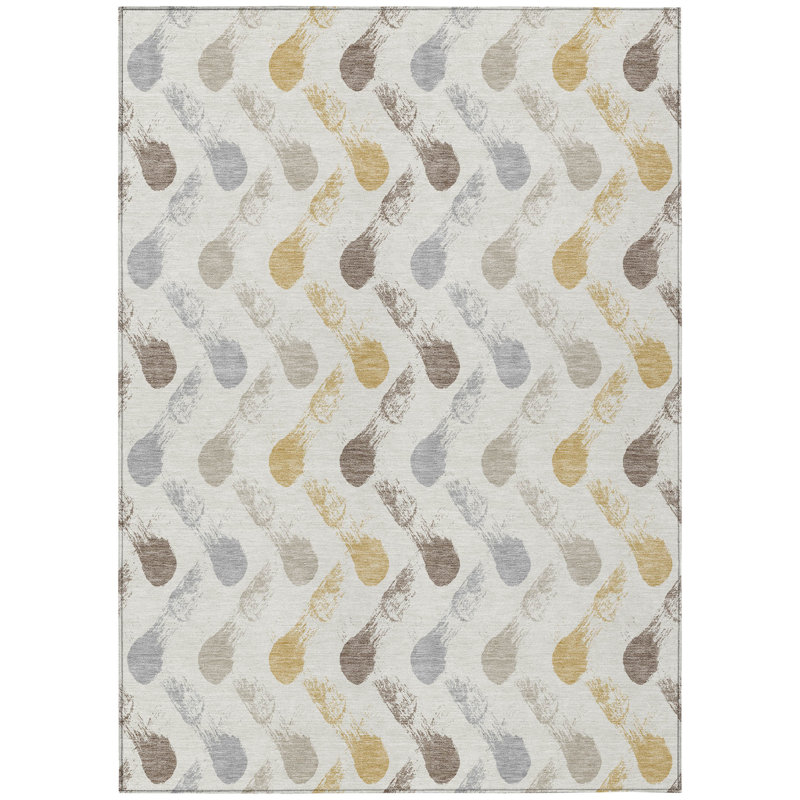 Machine Washable Indoor/Outdoor Chantille ACN2900 Geometric Rug, Ivory, 10' x 14'