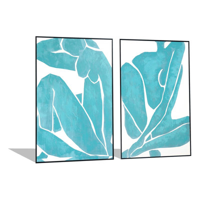 Turquoise Matisse-Inspired Nudes Duo Canvas Wall Art - 32" x 47" - (Set of 2)