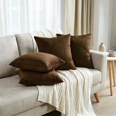 Housse de coussin en velours plissé