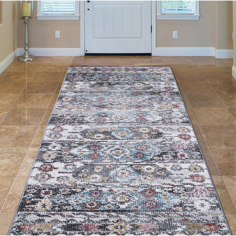 Adriaan Power Loomed Performance Kilim Design Southwest Blue Rug, Runner 2'3" x 7'3"