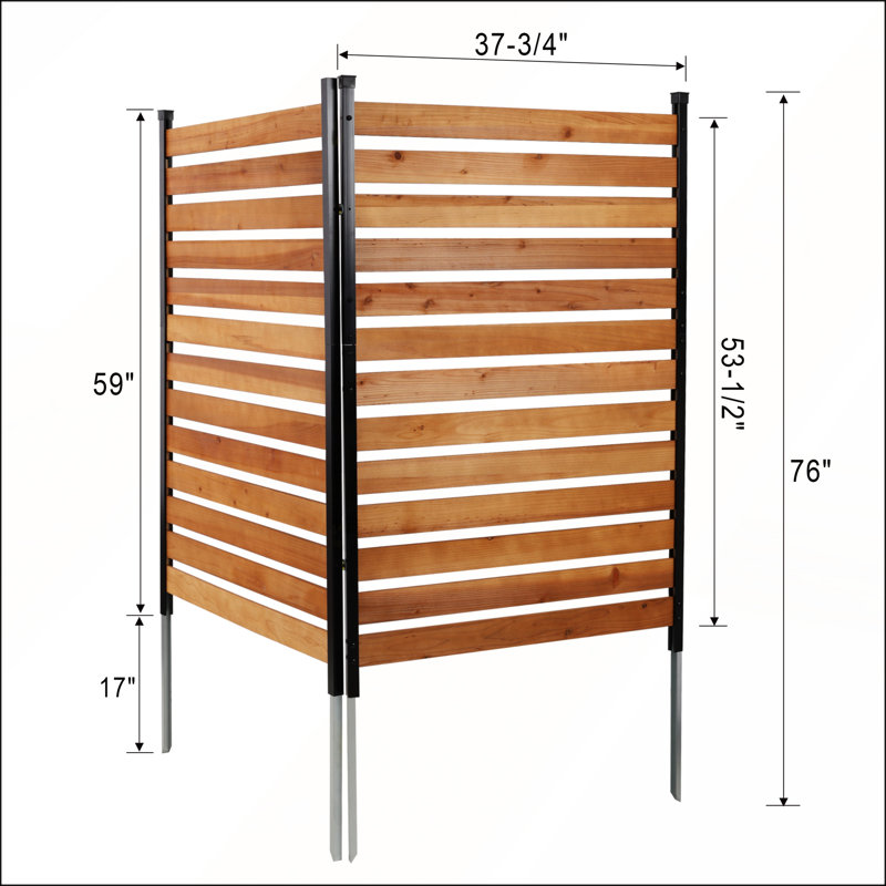 Clôture de climatiseur en bois polyvalente, H 60 po x l 38 po (2 panneaux), autoportante avec piquets en métal pour l'extérieur